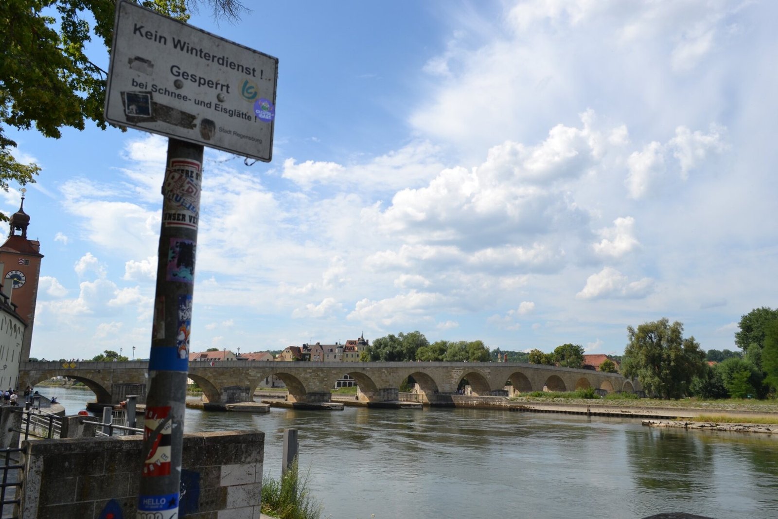 Stone Bridge crossing the Danube in Regensburg